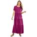 Plus Size Women's Short-Sleeve Tiered Dress by Woman Within in Raspberry (Size 22/24)