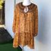 Free People Dresses | Free People Sheer Floral Boho Tunic/Dress | Color: Orange/Yellow | Size: Xs