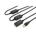 DIGITUS Aktives USB 2.0 Verlängerungskabel, Repeaterkabel, 25 m Länge, USB A Stecker auf USB A Buchse, Plug & Play, Stromversorgung über USB, Schwarz