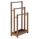 RELAX4LIFE 3-Tier Towel Rack, Freestanding Towel Rail Towel Holder with Bottom Shelf & Anti-Tipping Device, Wooden Towel Drying Bar Stand for Bathroom Hotel Poolside (Rustic Brown)