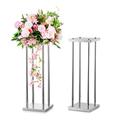 Sziqiqi 60cm Silver Wedding Centrepieces for Table Decoration - 2 Pieces Tall Geometric Flower Stand Metal Floor Vases Table centrepiece for Party Birthday Anniversary Reception Baby Shower Engagement