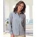 Appleseeds Women's Foxcroft® No-Iron Perfect-Fit Tri-Stripe Long-Sleeve Shirt - Blue - 12 - Misses