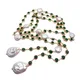 Y.YING-Collier chapelet en perle Keshi perle de culture blanche longue perle verte Cz