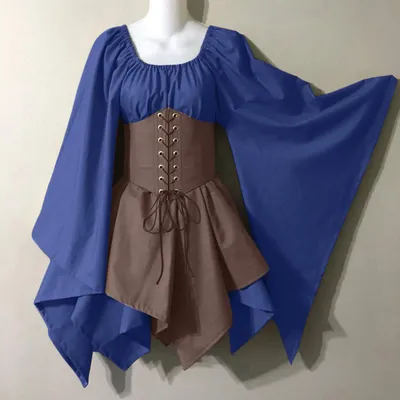 Robe chemise à manches trompent pour femme costume médiéval robe corset robe traditionnelle robe