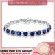 ATTAGEMS-Bracelet Spinelle Bleu Créé pour Femme Bijoux en Argent 925 Bracelets Tennis 1.0CT