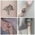 Petit autocollant de tatouage temporaire pour femme faux tatouages féminins tigre imperméable