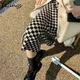 Jupe longue en damier pour femme tricot à carreaux vintage à carreaux sauvage fendue midi à