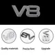 Autocollants 3D chromés pour voiture V8 7.5x3.5cm badges autocollants avec emblème