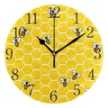 Horloge murale silencieuse à Quartz fonctionnement à piles abeille jaune et miel silencieuse