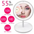 Lampe de miroir de maquillage à lumière LED loupe 10X batterie portable verre de courtoisie à