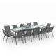 Salon de jardin MADRID table extensible 135-270 CM et 12 chaises empilables gris anthracite