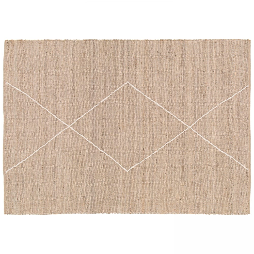 Tapis en jute naturel à motif losange tissé main 200 x 290 cm