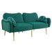 Mid Century Modern Velvet Loveseats Sofa with 2 Bolster Pillows，65 Inch Couches Accent Sofa for Living Room