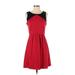 Jessica Simpson Casual Dress - A-Line Crew Neck Sleeveless: Red Solid Dresses - Women's Size 4