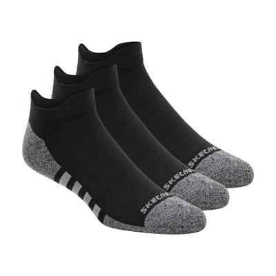 Skechers Men's Lowcut Heel Tab Work Socks - 3 Pack | Size Large | Black | Poly Blend
