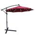 Innerwin Sun Shade Solar Powered Canopy LED Lighted Polyester Patio Umbrella 10 Ft Swimming Pool Waterproof Cross Base Heavy-Duty 8 Ribs Garden Red 10 Feet