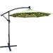 Gplesas Canopy Solar Powered Patio Umbrella LED Lighted Sturdy Sun Shade 10 Ft Garden Waterproof Cross Base Heavy-Duty With Crank Olive Green 10 Feet