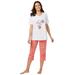 Plus Size Women's 2-Piece Capri PJ Set by Dreams & Co. in Sweet Coral Garden (Size M) Pajamas