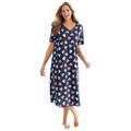 Plus Size Women's Long Print Sleepshirt by Dreams & Co. in Navy Americana Heart (Size 1X/2X) Nightgown