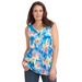 Plus Size Women's Perfect Printed Scoopneck Tank by Woman Within in Bright Cobalt Multi Pretty Tropicana (Size 38/40) Top