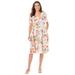 Plus Size Women's Short Pullover Crinkle Dress by Woman Within in White Floral (Size 38 W)