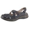 Klettschuh RIEKER, Damen, Gr. 39, blau (nachtblau), Leder, kontrastfarbene Details, sportlich, Schuhe, Sommerschuh, Keilabsatz, Riemchensandale, mit Kontrastnähten