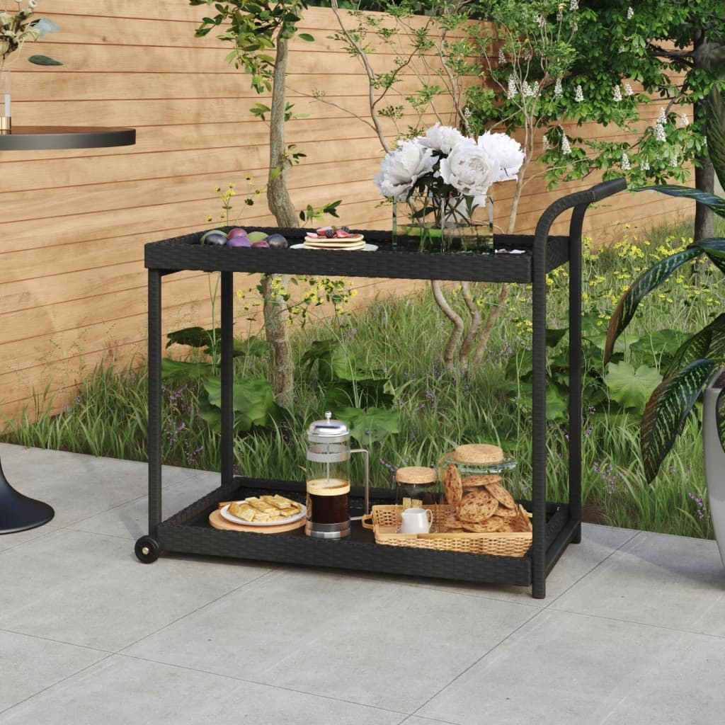 vidaXL Barwagen Schwarz 100x45x83 cm Poly Rattan Image