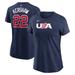 Women's Nike Clayton Kershaw Navy USA Baseball 2023 World Classic Name & Number T-Shirt