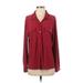 NY Collection Long Sleeve Blouse: Red Tops - Women's Size P