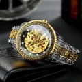 WINNER-Montre mécanique gravée vintage pour homme montres mécaniques de luxe diamant bracelet en