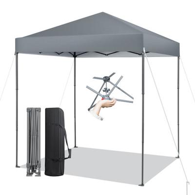 Costway 6.6 x 6.6 Feet Outdoor Pop-up Canopy Tent with UPF 50+ Sun Protection-Gray