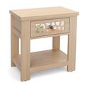 Costway Wood Retro End Table with Mirrored Glass Drawer and Open Storage Shelf-Natural