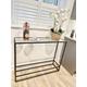 Aria Glass Metal Console Table - Black