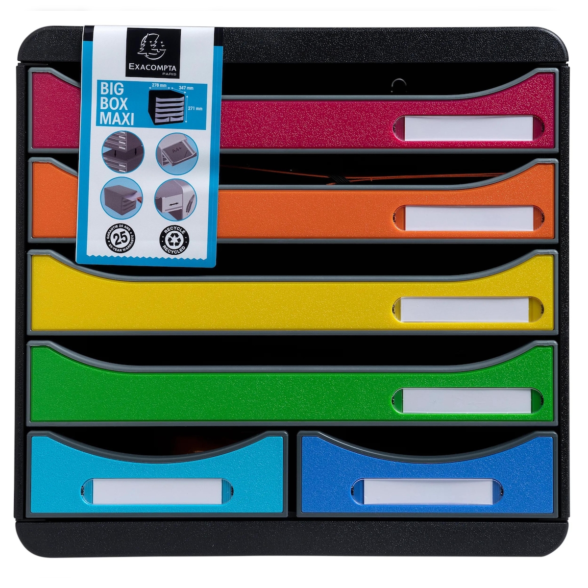 Exacompta 312798D IDERAMA Schubladenbox mit 6 Schubfächern BIG BOX MAXI, 347x278x271 mm - Regenbogen Image