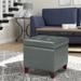 Adeco Bonded Leather Square Storage Ottomans Tufted Cubic Cube Footstool