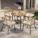 Fernald 5-piece Rattan Outdoor Patio Dining Set, Wicker Dining Chairs Table with Umbrella Hole