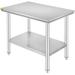 VEVOR Stainless Steel Work Table Commercial Kitchen Prep & Work Table Heavy Duty Worktable with Adjustable Feet