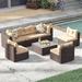 Bavorov Wicker Rattan 7 Pieces Patio Furniture Set Brown