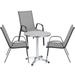 BTEXPERT Indoor Outdoor 23.75" Round Restaurant Table Steel Aluminum + 3 Gray Flexible Sling Stack Chairs