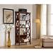 Walnut 67''H Wood Bookcase 4-Tier Bookshelf with Side X-shaped Design