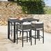 Felicia Outdoor Patio 5-Piece Bar Height Dining Set in Aluminum with Grey Rope and Cushions