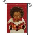 SPXUBZ Christmas Blessing Black Girl Garden Flag Vertical Double Sided Christmas Holiday Party Yard Outdoor Decoration 12 x 18 Inch