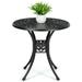 Yartaka Patio Bistro Table 31â€� Round Cast Aluminum Outdoor Dining Retro Side Table with 2â€� Umbrella Hole Black