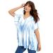 Plus Size Women's Flutter-Sleeve Swing Blouse by June+Vie in Pale Blue Tie Dye (Size 10/12)