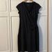 Athleta Dresses | Athlete Ruched Faux Wrap Dress Cap Sleeves Black Size Small | Color: Black | Size: S