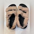 Zara Shoes | Girls Velcro Sherpa/Fur Sandals | Color: Cream/Tan | Size: 33