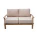 Rosecliff Heights Galvan 56.94" Wide Outdoor Teak Patio Sofa w/ Cushions /Natural Hards in Brown/White | 34.51 H x 56.94 W x 34.55 D in | Wayfair