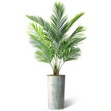 SIGNLEADER Artificial Plant In Planter, Fake Areca Tropical Palm Plant Home Decoration (Plant Pot Plus Plant) Silk/Polyester/Plastic in Blue | Wayfair