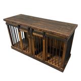 Tucker Murphy Pet™ Cocar Dark Brown Wood Dog House Wood House in Brown/Gray | 35 H x 60 W x 23 D in | Wayfair BBDAD054428746ECABD266CC8D80C64C