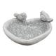 gartendekoparadies.de Solid drinking bowl bird bath heart with birds, height 15 cm, dimensions 36 x 34 cm, color grey, weight 8 kg, made of frost-resistant cast stone